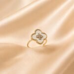 White Clover Flower Ring – Gold Plated - Image 2