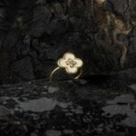 White Clover Flower Ring – Gold Plated - Image 3