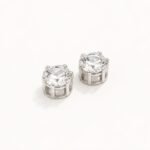 Classic Round Crystal Stud Earrings – Silver Tone - Image 4