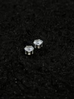Classic Round Crystal Stud Earrings – Silver Tone - Image 3