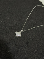 Silver Clover Pendant Necklace & Stud Earrings Set | Cubic Zirconia Jewelry Set - Image 2