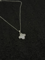 Silver Clover Pendant Necklace & Stud Earrings Set | Cubic Zirconia Jewelry Set - Image 3