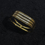Gold Triple Row Crystal Bangle Bracelet for Women – Stainless Steel CZ - Image 4