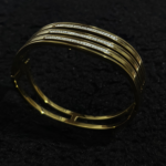 Gold Triple Row Crystal Bangle Bracelet for Women – Stainless Steel CZ - Image 5
