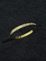 Gold Baguette Crystal Bangle Bracelet for Women – Stainless Steel CZ - Image 7