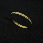 Gold Baguette Crystal Bangle Bracelet for Women – Stainless Steel CZ - Image 5