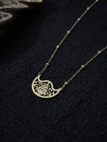 Gold Filigree Crescent Necklace for Women – Stainless Steel CZ