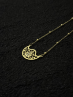 Gold Filigree Crescent Necklace for Women – Stainless Steel CZ - Image 4
