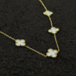Gold White Clover Anklet for Women – Stainless Steel Payal