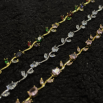 Crystal Vine Bracelet for Women – Gold & Silver Floral Leaf Design
