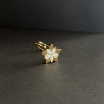 Gold White Flower Adjustable Ring – Stainless Steel Jewelry - Image 2
