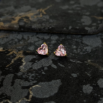 Gold Pink Heart Stud Earrings – Stainless Steel CZ Jewelry - Image 2