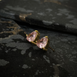 Gold Pink Heart Stud Earrings – Stainless Steel CZ Jewelry