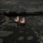 Gold Pink Heart Stud Earrings – Stainless Steel CZ Jewelry - Image 4
