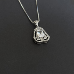 Silver Emerald-Cut Solitaire Pendant Necklace – Vintage Halo CZ Jewelry - Image 8