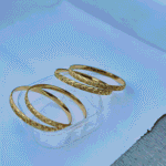 Stainless Steel Diamond-Cut Choorian, set of 4 gold-tone bangles
