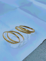 Stainless Steel Diamond-Cut Choorian, set of 4 gold-tone bangles