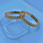 Stainless Steel Leaf Cutout Choorian, set of 2 gold-tone bangles